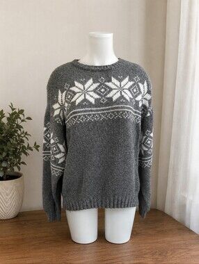 Size M 🍂 Weatherproof Vintage Nordic Snowflake Knit Sweater 🍂